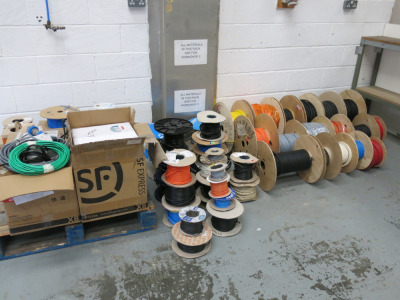 Stock of Assorted Wires & Cabling to Include: Approx 65 x Rolls & Boxes (As Viewed).