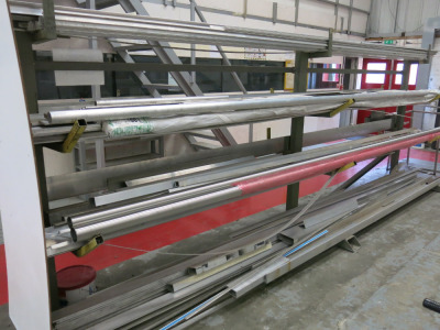 Large Quantity of Assorted & Mixed Profile Stainless Steel & Aluminium Tube, Bar & Other on 5m, 3 Tier Cantilever Rack.