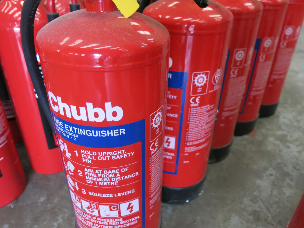 Chubb Fire Code Red Ase 88 x Assorted Fire Extinguishers to Include 43 x Chubb 2 Litre AFFF ...