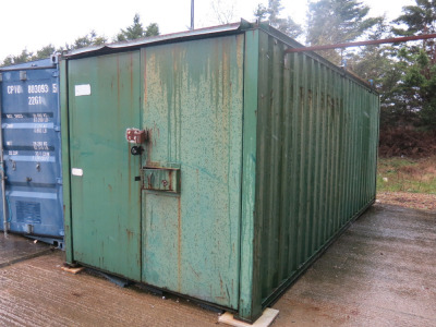 20ft x 8ft Container in Green with Lighting & Racks. NOTE: leak to roof.