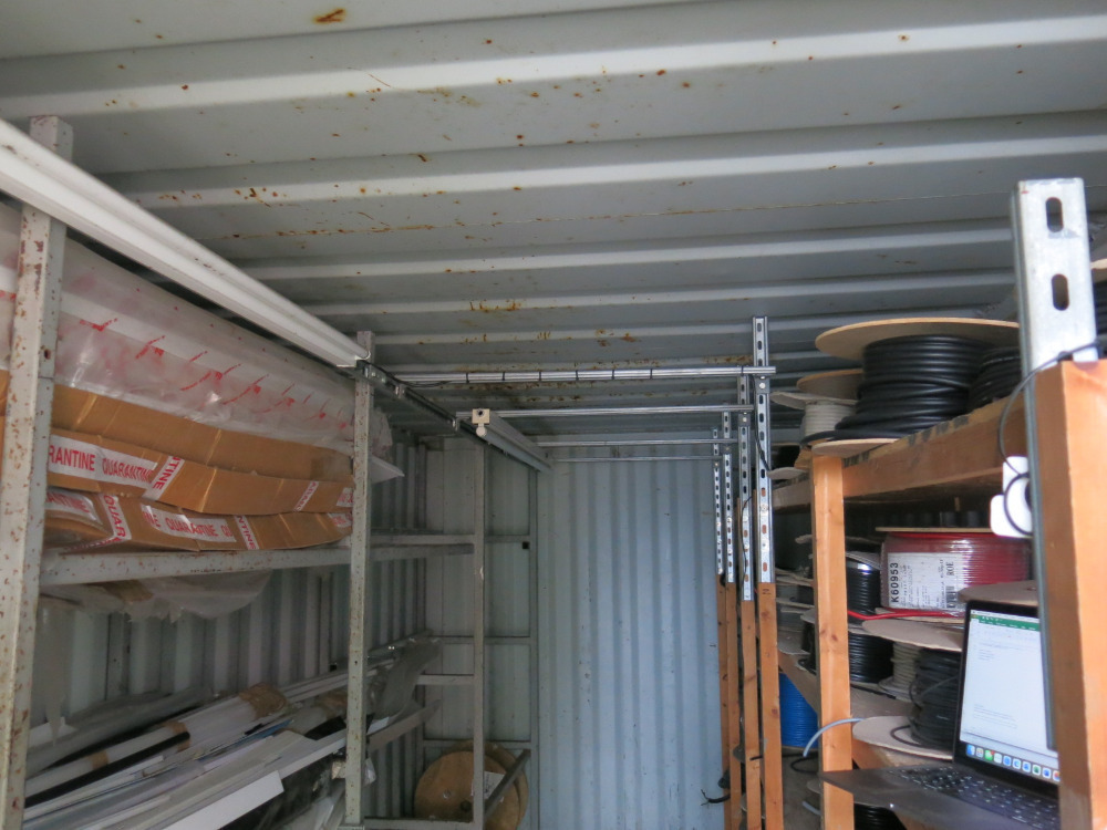 20ft x 8ft Container in Green with Lighting & Racks. NOTE: leak to roof.