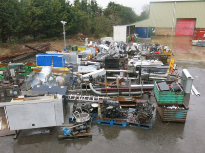 Large Quantity of Assorted Scrap Metal in Rear of Yard to Include: Engines, Cabinets, Ducting, Scrap Lengths, Frames & Other (As Viewed).
