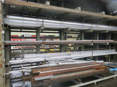 Stock of Aluminium Lengths & Other in Curtain Side on Cantilever Rack (As Viewed).