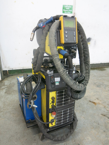 ESAB Mig 4000iw Welder, S/N 6407502913 with Feed 3004 & Abicor Binzec Fume Extractor, Model FES-200, S/N 13219003261, 3 Phase with Attachments (As Viewed).