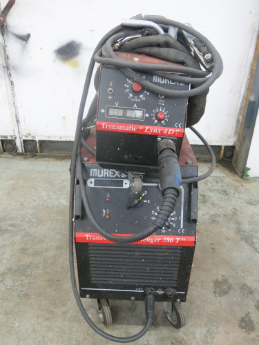 Murex Challenger 386T Mig Welder, S/N 180511 - with Murex Feed, Model Lynx 4D, 3 Phase with Attachments (As Viewed).