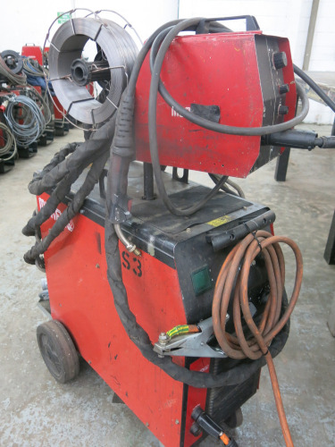 Murex Transweld Challenger 400 Mig Welder S/N 448-528-0093 with Murex Feed, Model Transmatic 4c, 3 Phase with Attachments (As Viewed).