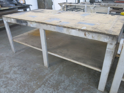 Boxed Steel Metal Frame Table with Ply Top & Shelf Under, Size H98 x W244 x D122cm