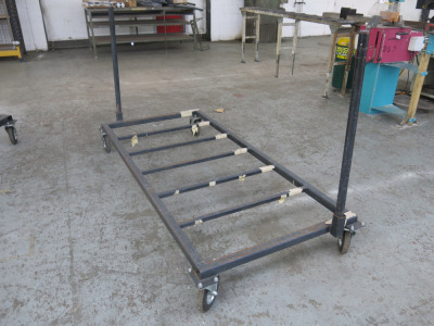 Boxed Frame Sheet Metal Trolley with Locking Wheels, Size H30 x W210 x D96cm.