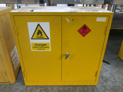 2 Door Yellow Coshh Cupboard, Size H92 x W92 x D46cm.