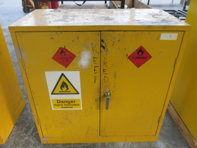 2 Door Yellow Coshh Cupboard, Size H92 x W90 x D46cm.