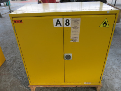 Door Yellow Coshh Cupboard, Size H100 x W100 x D56cm.