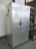 2 Door Metal Cabinet with Shelves & Power, Size H216 x W122 x D68cm. NOTE: locks have been drilled. - 2