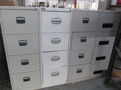 4 x 4 Drawer Metal Filing Cabinets, Size H132 x W47 x D62cm.