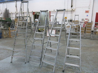 4 x Assorted Metal Step Ladders to Include: 1 x 7 Tread & 3 x 5 Tread.