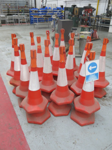 34 x Traffic Cones with 34 Retractable Tensabarrier.