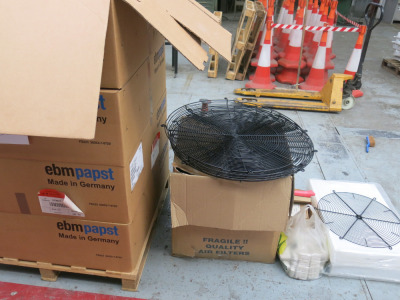 4 x EBM PAPST 75cm Dia Fans with Wire Covers & Filter (New/Boxed).