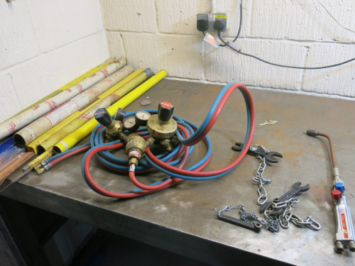 Stock of Aluminium & Copper Welding Rods with Oxygen & Acetylene Torch, Gauge & Hose. (As Viewed). LOCATED IN REAR PLUMBING WORKSHOP SHED 1.