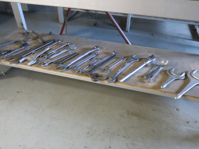 26 x Assorted Large Spanners & Tools (As Viewed). LOCATED IN REAR PLUMBING WORKSHOP SHED 1.