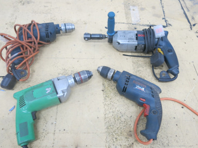 4 x Assorted Drills to Include 3 x Bosch & 1 x Other.