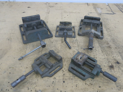 5 x Assorted Sized Bench Vise Drill Press to Include: 2 x Large & 3 x Small.