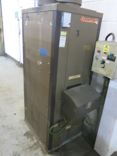 Powrmatic Oil Fired Factory Space Heater, Model CP0100, S/N 1WM18 with MU-WAY Burner. NOTE: buyer to disconnect & leave good (LOCATION SHED 1).