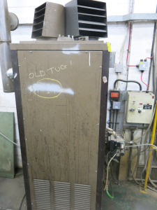 Powrmatic Oil Fired Factory Space Heater, Model CP0100, S/N 1WM15 with MU-WAY Burner. NOTE: buyer to disconnect & leave good (LOCATION SHED 1).