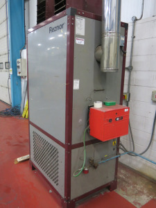 Reznor Oil Fired Factory Space Heater, Model FSVOE90, S/N SO64500414 with Riello 40 Burner. NOTE: buyer to disconnect & leave good (LOCATION SHED 3).