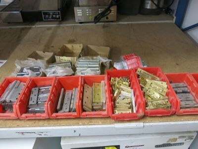 11 x Trays & Small Boxes of Assorted Hinges (As Viewed/Pictured).