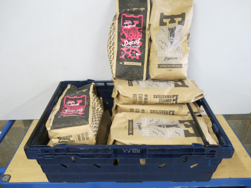 1 x Crate of 12 x 1kg Dr Strangelove Coffee Beans to Include: 10 x Espresso &2 x Decaf. Roasted Date 28/11/23. Crate Not Included.