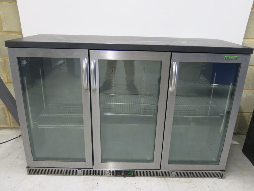 Gamko 3 Door Back Bar Chiller, Model MG2/315GCS. Size H90 x W135 x D50cm.