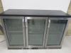 Gamko 3 Door Back Bar Chiller, Model MG2/315GCS. Size H90 x W135 x D50cm. NOTE: requires power supply.