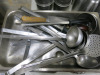 Large Quantity of Assorted Metal Kitchen Accessories to Include: Frying Pans, Sauce Pans, Baking Trays, Cream Chargers, Assorted Tools, etc ( As Viewed/Pictured). - 8