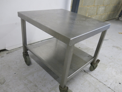 Mobile Stainless Steel Trolley with Shelf Under. Size H53 x W52 x D57cm.