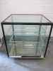 Large Glass & Metal Framed Food Display with 2 x Glass Shelves & 2 x Glass Sliding Doors. Size H80 x W83 x D74cm.