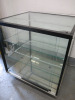 Large Glass & Metal Framed Food Display with 2 x Glass Shelves & 2 x Glass Sliding Doors. Size H80 x W83 x D74cm. - 3