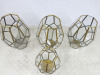 4 x Assorted Sized Brass Effect & Glass Candle Holders. NOTE: condition (As Viewed/Pictured). - 2