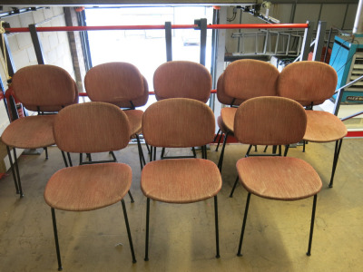 13 x Infiniti Pink Fabric Dining Chairs on Metal Frame. NOTE: condition (As Viewed/Pictured).