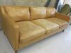 West Elm Leather 3 Seater Sofa with 3 Cushions & 3 Back Cushions. Size H77 x W205 x D90cm. - 2