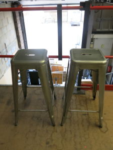 2 x Polished Metal Stalls, H75cm.