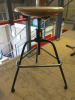 Height Adjustable Metal Stall with Wooden Seat On Tripod Legs. - 4