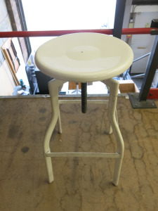 Height Adjustable Metal Stall with Metal Seat in White.