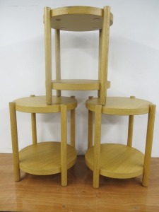 Set of 3 Ikea Listerby Round Side Table with Shelf Under, Size H54 x Dia44cm.