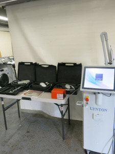 Lynton Lumina AQS & IPL Laser Hair & Tattoo Removal Machine, Model Lumina, S/N LUM-292, Year 2006. Comes with 3 x Additional Treatment Heads 585, 650 & 2940 in cases, Plus Spare Lenses, Foot Pedal & Keys. NOTE: last serviced by Lynton Engineers 13/11/23 w