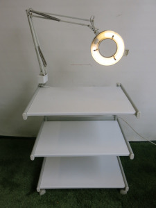 3 Shelf Trolley with Magnifying Lamp.