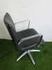 REM Hydraulic Salon Styling Chair Upholstered in Black Faux Leather with 5 Spoke Chrome Base. - 2