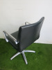 REM Hydraulic Salon Styling Chair Upholstered in Black Faux Leather with 5 Spoke Chrome Base. - 3