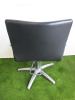 REM Hydraulic Salon Styling Chair Upholstered in Black Faux Leather with 5 Spoke Chrome Base. - 4