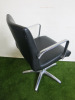 REM Hydraulic Salon Styling Chair Upholstered in Black Faux Leather with 5 Spoke Chrome Base. - 3