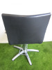 REM Hydraulic Salon Styling Chair Upholstered in Black Faux Leather with 5 Spoke Chrome Base. - 4