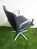 REM Hydraulic Salon Styling Chair Upholstered in Black Faux Leather with 5 Spoke Chrome Base. - 2